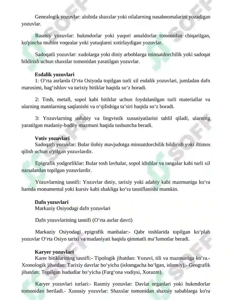 OʻRta Osiyoda Mavjud BoʻLgan Yozuvlar Ularning Tasnifi (OʻRta Asrlar Davri) 3