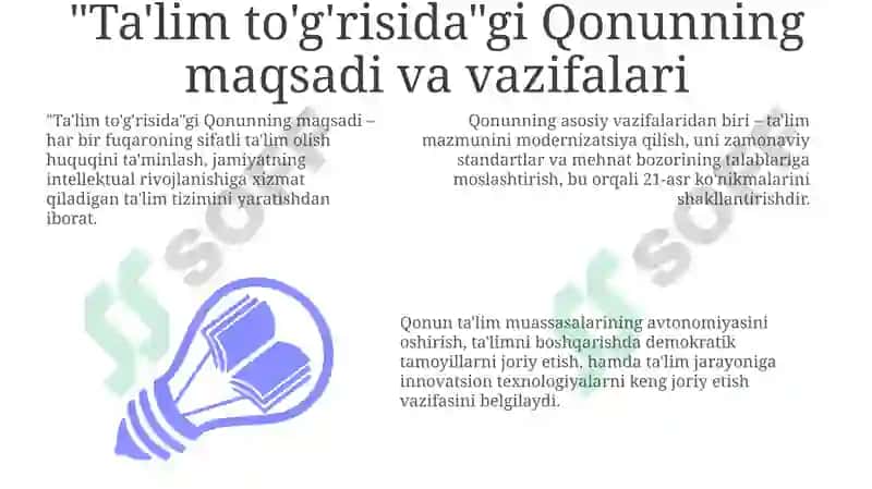 Oʻzbekiston Respublikasining Taʼlim toʻgʻrisida gi qonuni va uning mohiyati 3