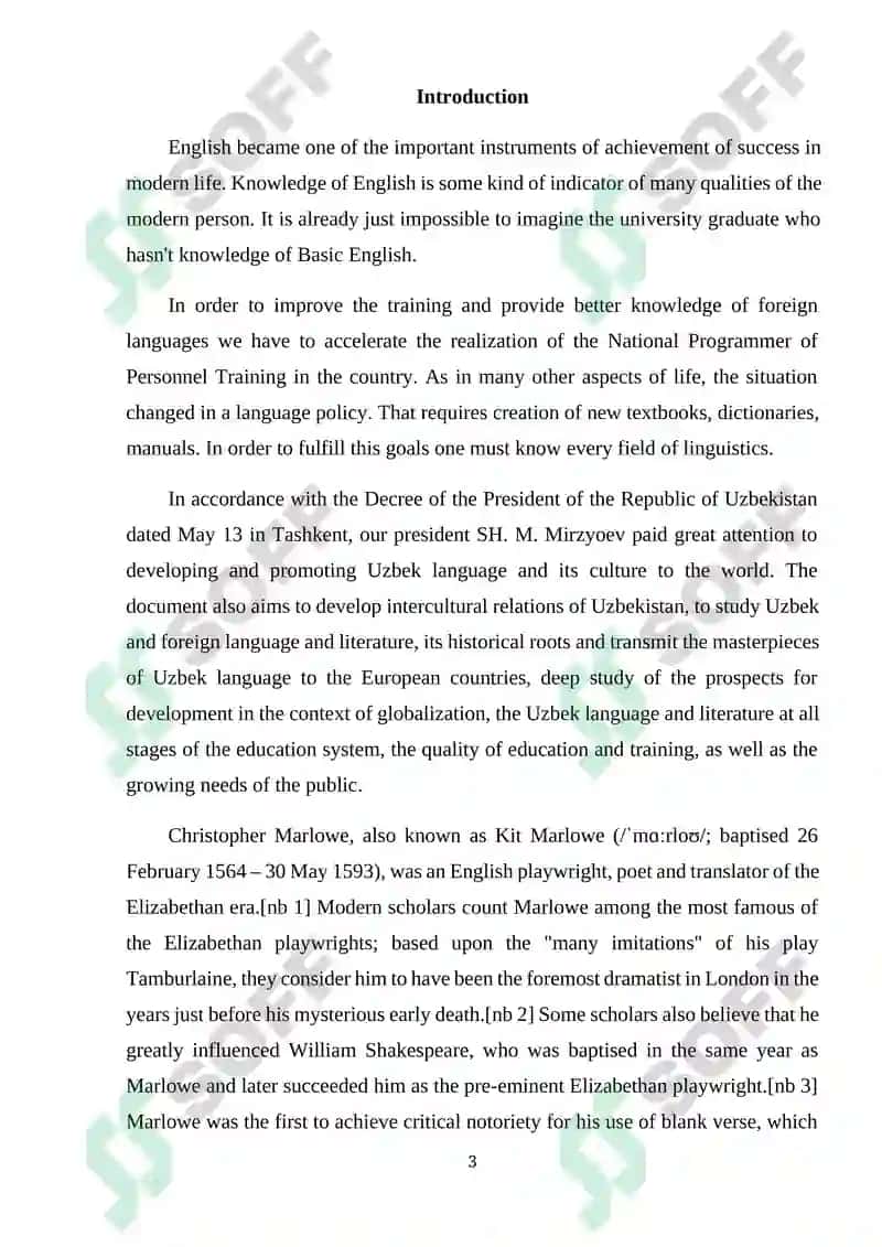 Ch. Marlowe's contribution to English drama 3