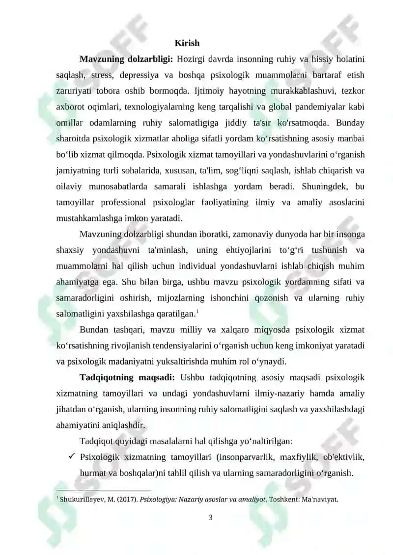 Psixologik xizmat asoslari tamoyillari va undagi yondashuvlar 3