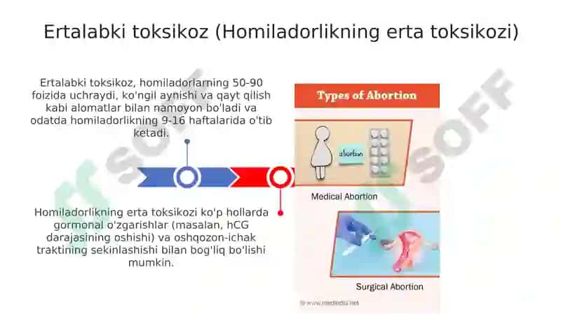 Ertalabki toksikoz va homiladorlikning birinchi yarmida yo'qotish xavfi 3