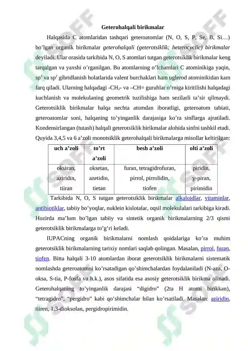 Geterosiklik birikmalarning tuzilishi va realsiya mexanizmi 3