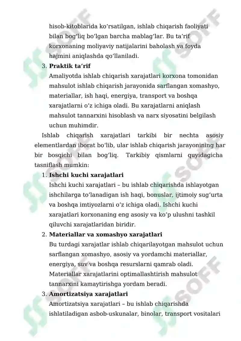 Ishlab chiqarish xarajatlarining turlari va ularning tarkiblari 3