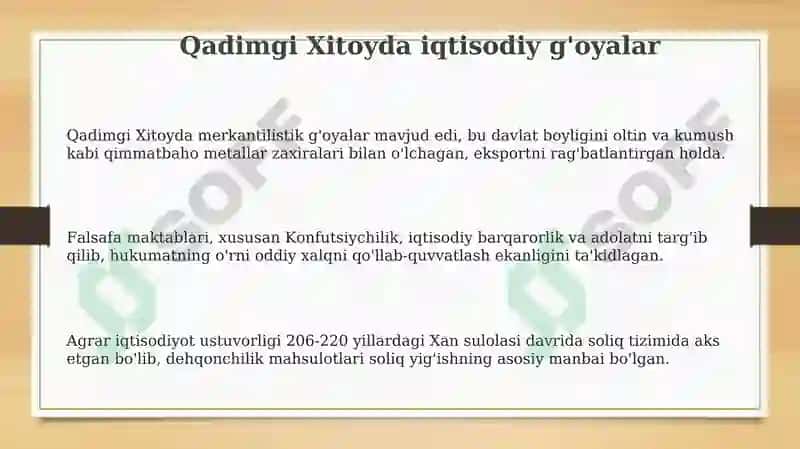 Qadimgi Xitoydagi iqtisodiy g'oyalar haqida 3
