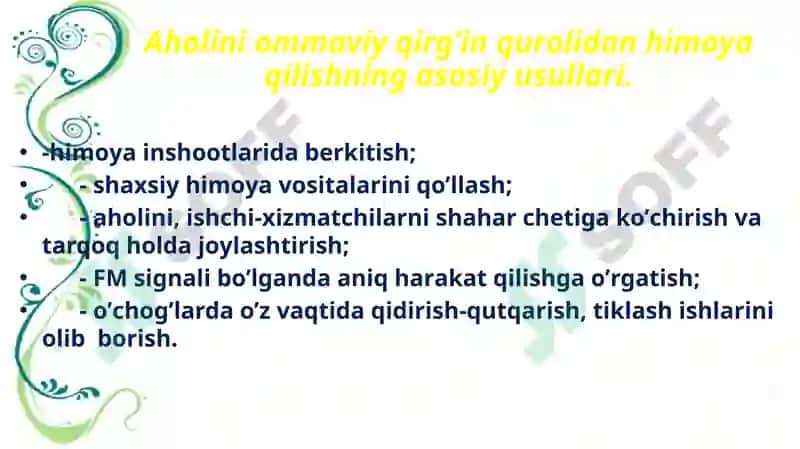 FАVQULОTDА VАZIYATDА АHОLINI MUHОFАZА QILISH. JAMOA HIMOYA VOSITALARI 3