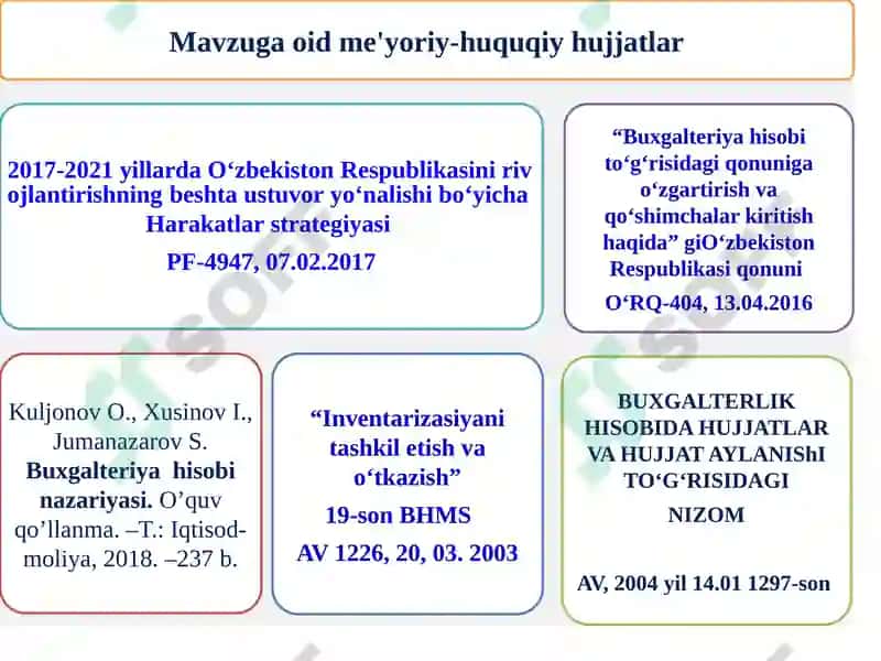 HUJJATLASНTIRISН VA INVENTARIZASIYА 3