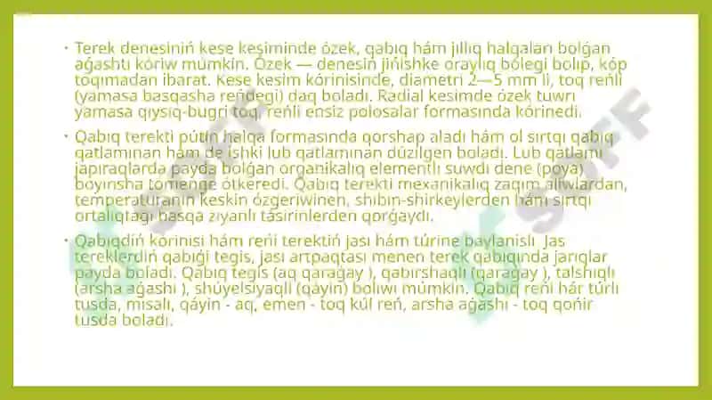 Aǵashtıń dúzilisi. Slayd 3