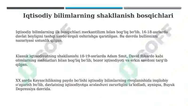 Iqtisodiyotga oid bilimlarning shakllanishi va rivojlanishi 3