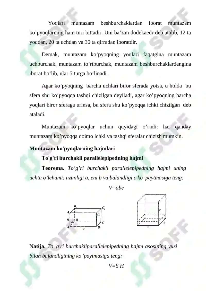 Muntazam ko'pyoqlarning hajmlari 3