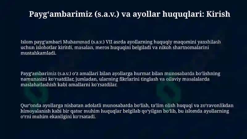 Paygʻambarimiz va Ayollar Huquqlari 3