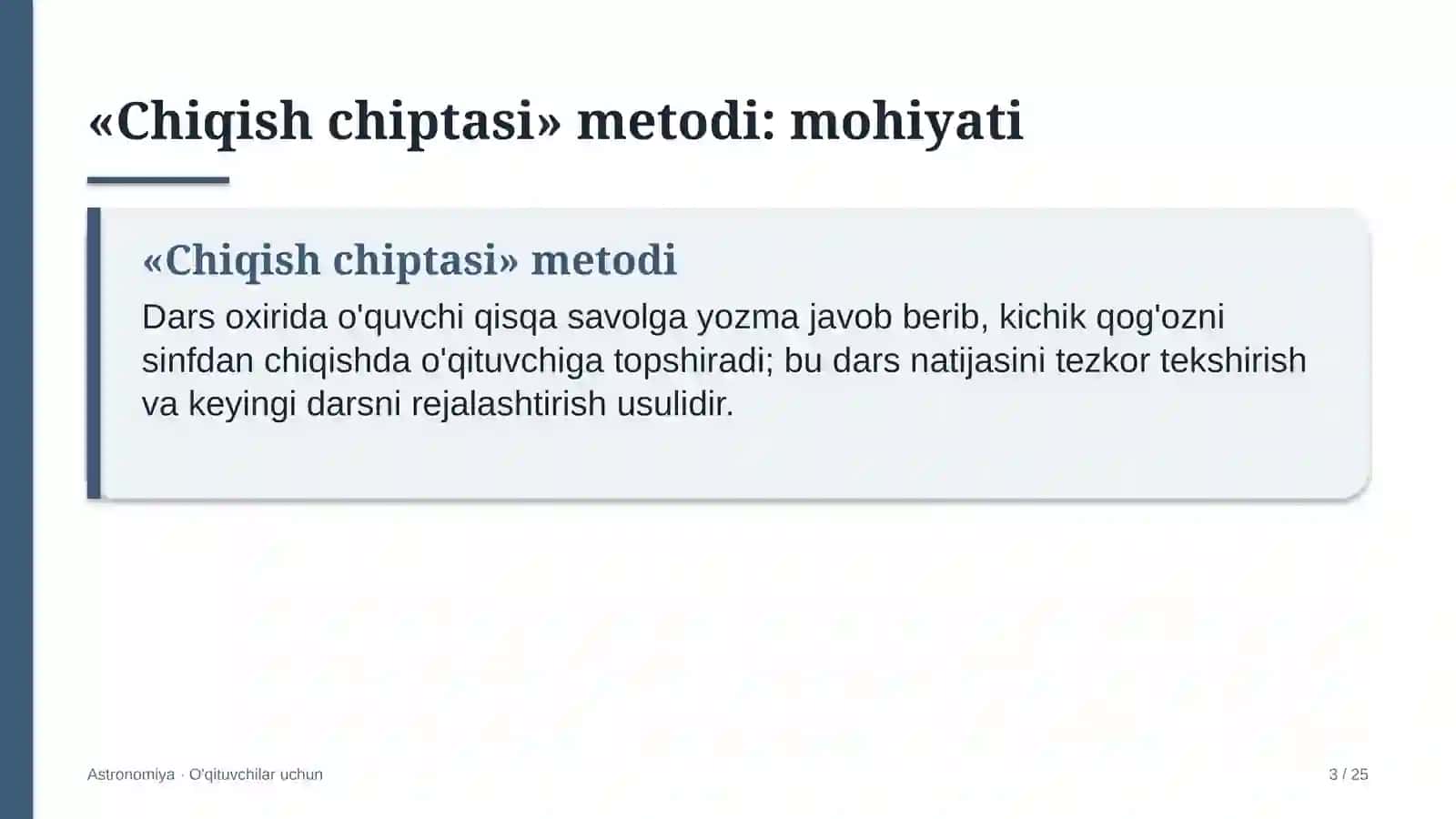 astronomiya darslarida chiqish chiptasi metodidan foydalanish 9753 3