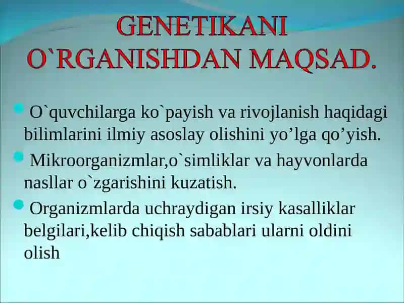 Genetika fani mavzularini yoritishda oʻquvchilarda koʻnikmalar hosil qilish 3