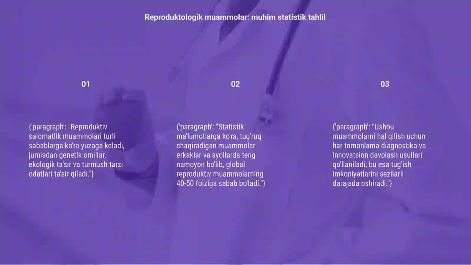 Asosiy reproduktologik muammolar statistikasi va ularning yechimi 3