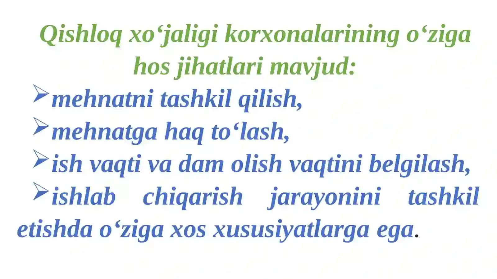 QISHLOQ XO‘JALIK FAOLIYATI SUBYEKTLARINING O‘ZIGA XOSLIGI VA HUQUQIY HOLAT 3