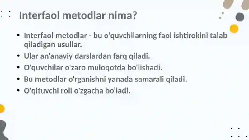 O’qitishning interfaol metodlari. 3