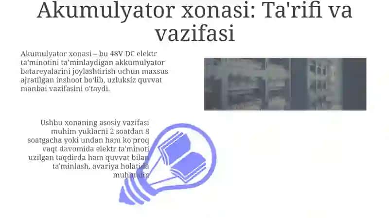 Akkumulyatorli batareyalar xonasi va talablari 3