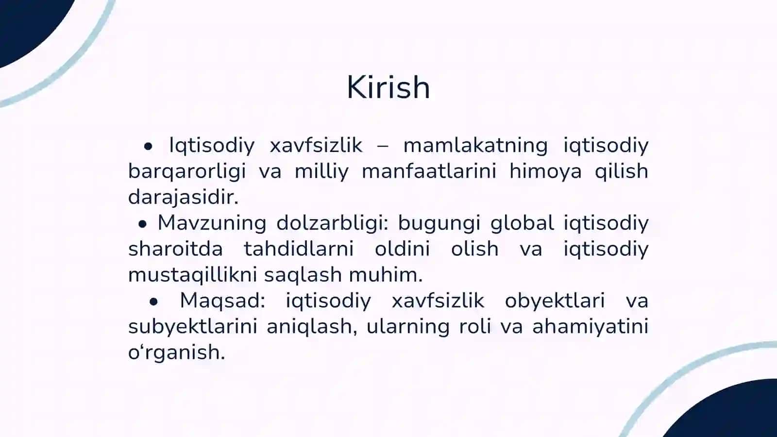 “IQTISODIY XAVFSIZLIKNI TA'MINLASHDA DAVLATNING ASOSIY VAZIFALARI” 3