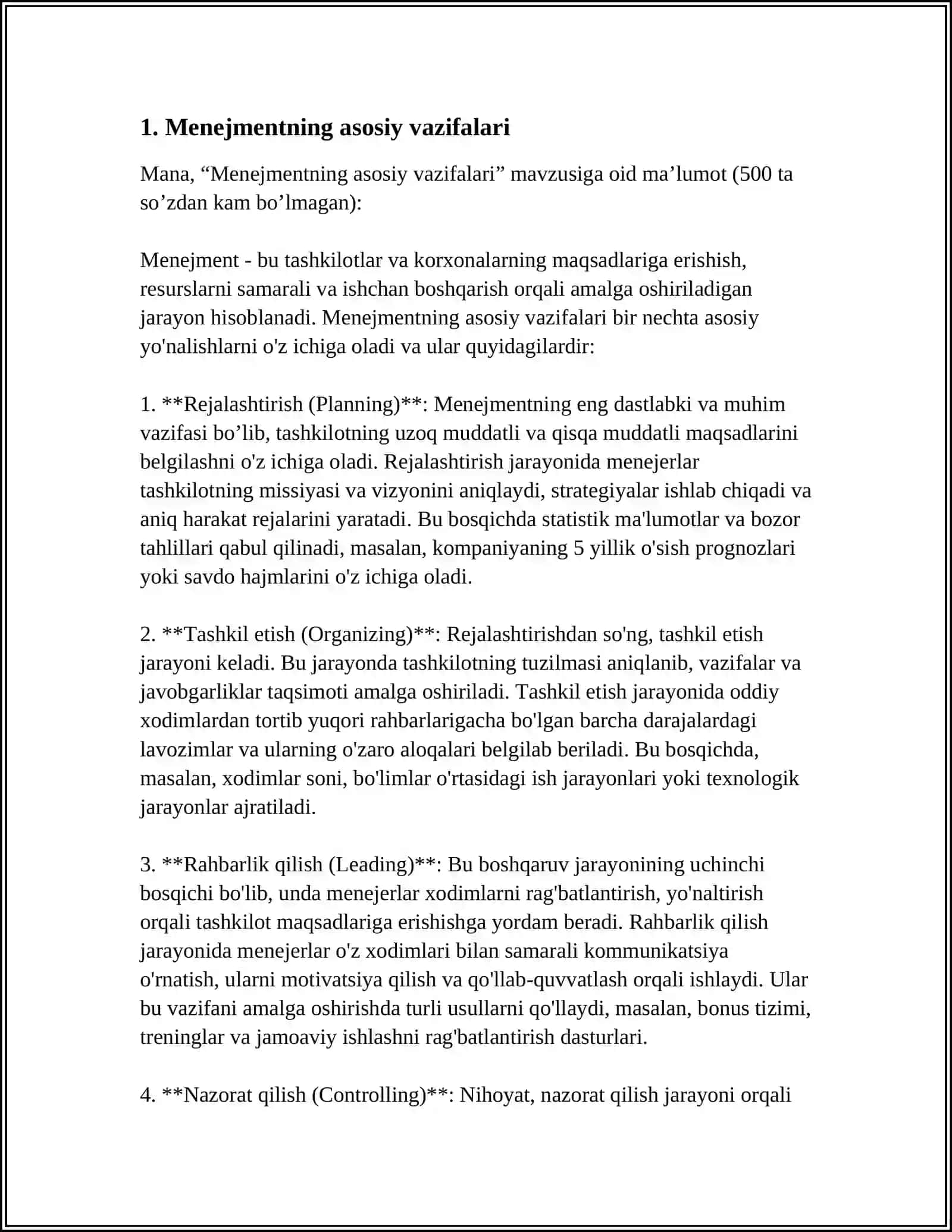 Menejmentning asosiy vazifalari 3