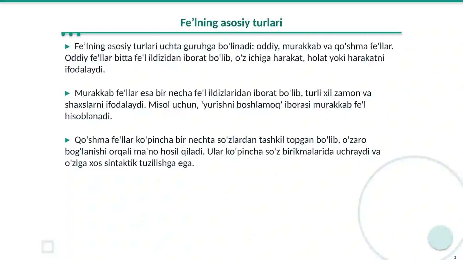 Feʼlning tuzilish jihatdan turlari 3