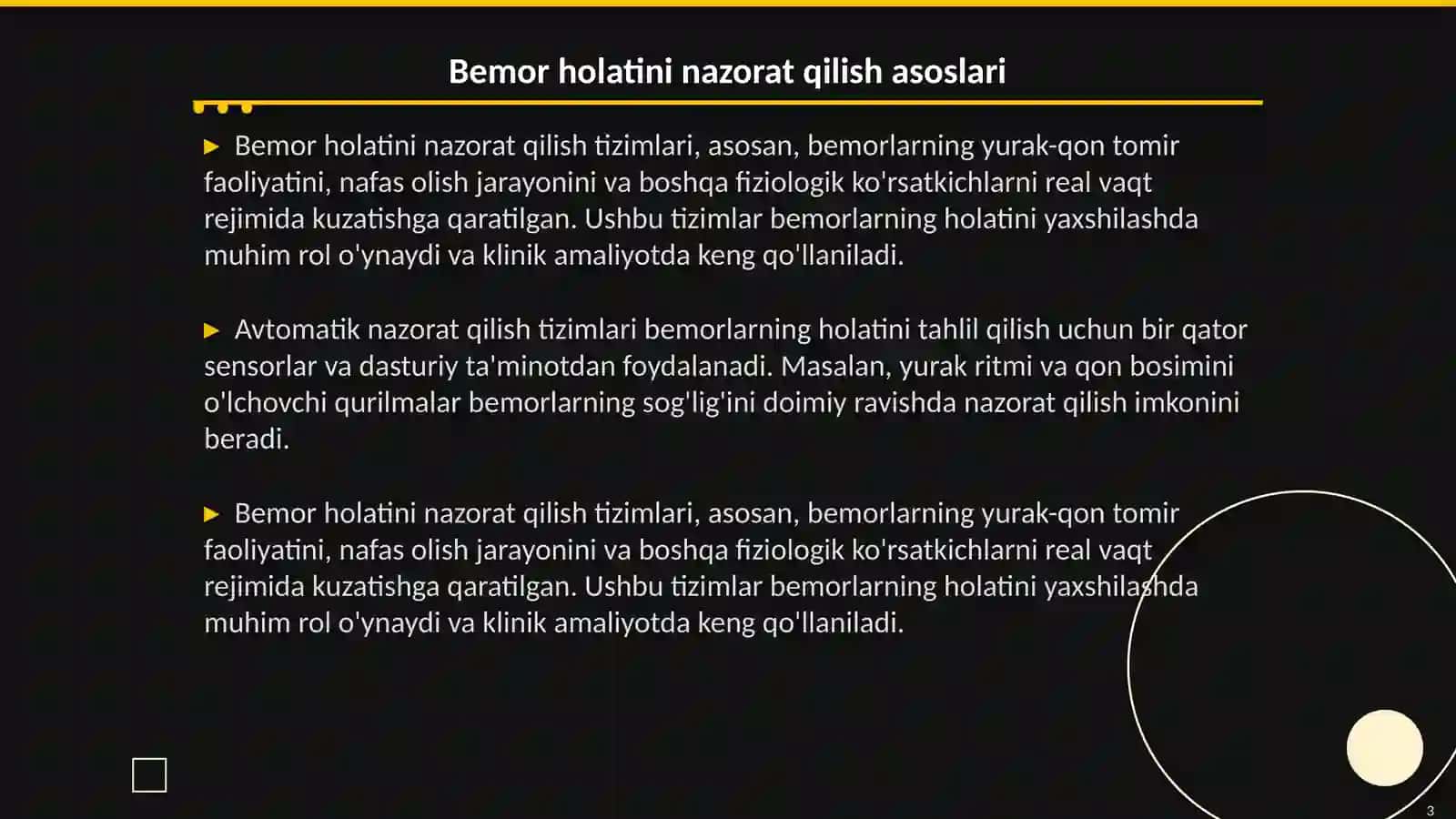 Bemorlarning holatini avtomatik nazorat qilish sistemalari bilan tanishish. Xolter tekshiruvi 3