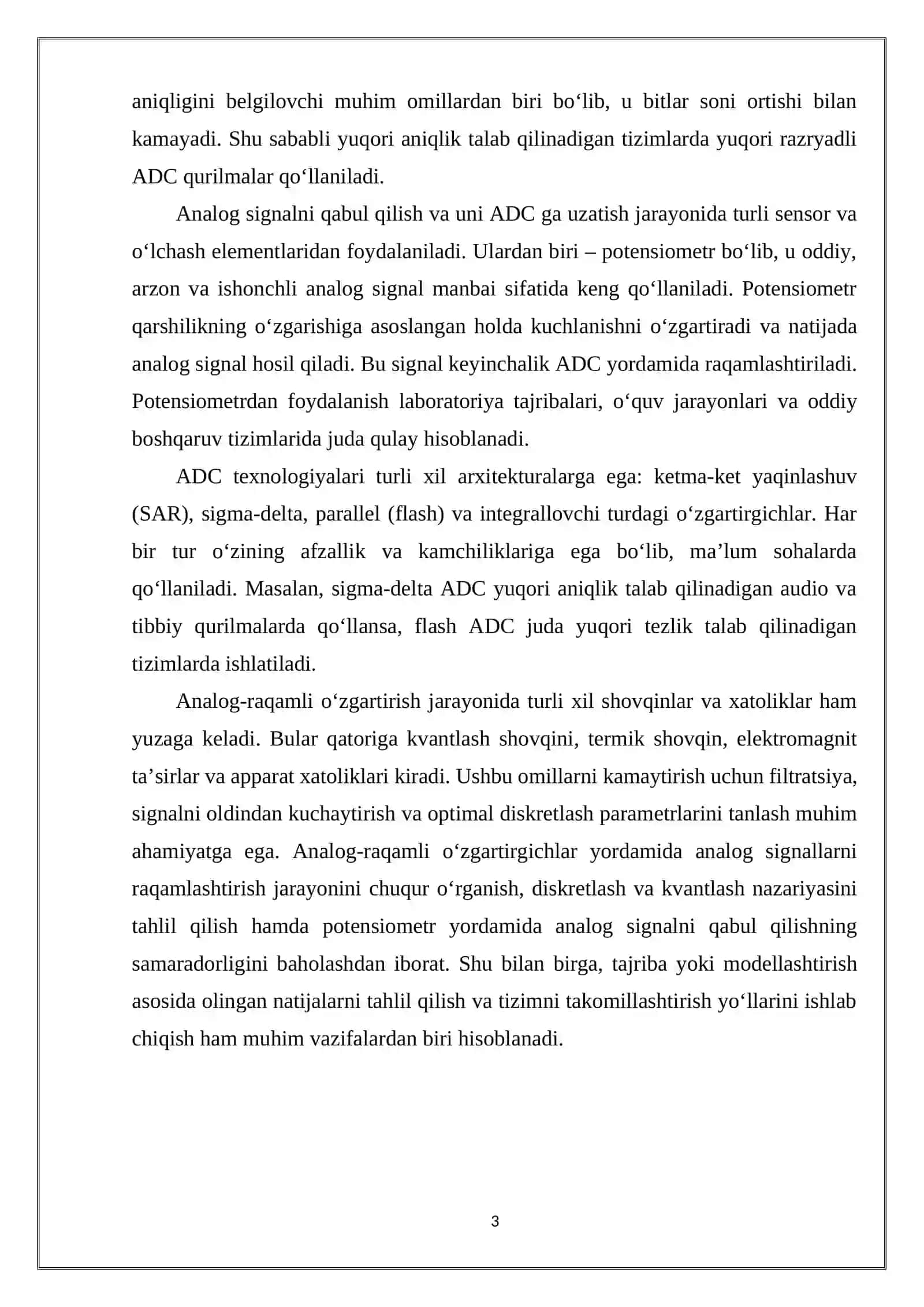 Analog-raqamli o'zgartirgich (ADC) 3