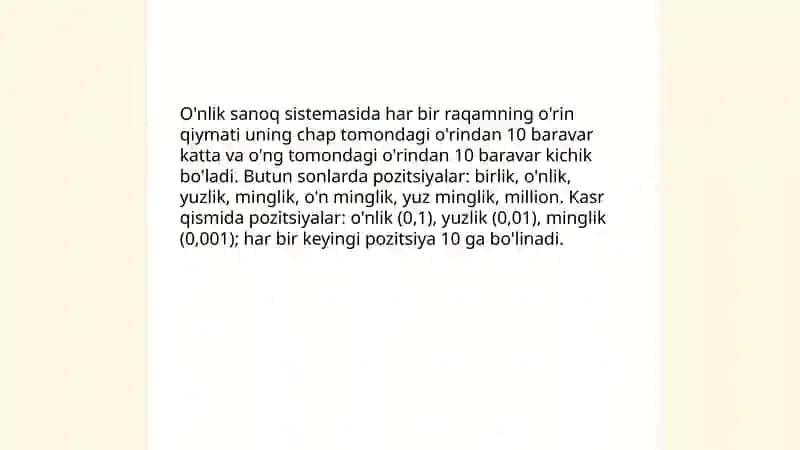 Matematik raqamlarning yozilishi 3
