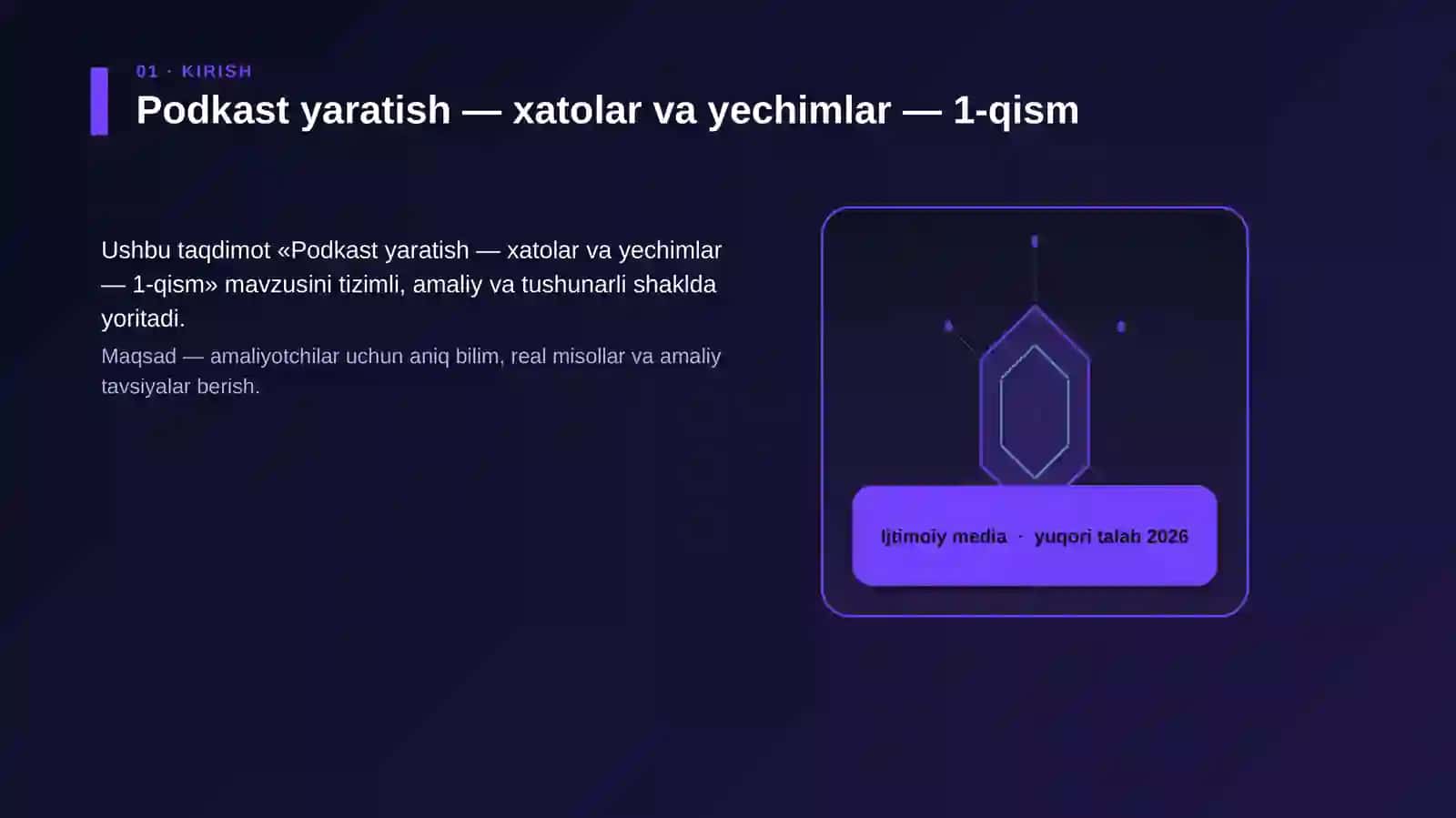 Podkast yaratish — xatolar va yechimlar — 1-qism 3