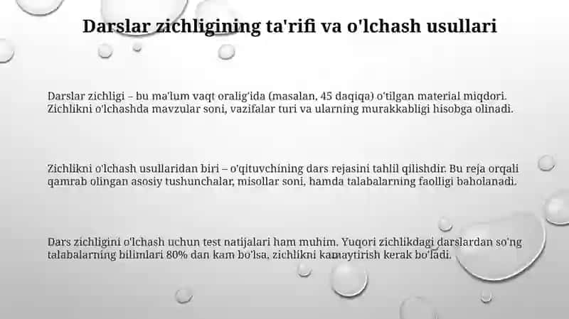 Dars zichligi va xronometraj utkazish usullari 3