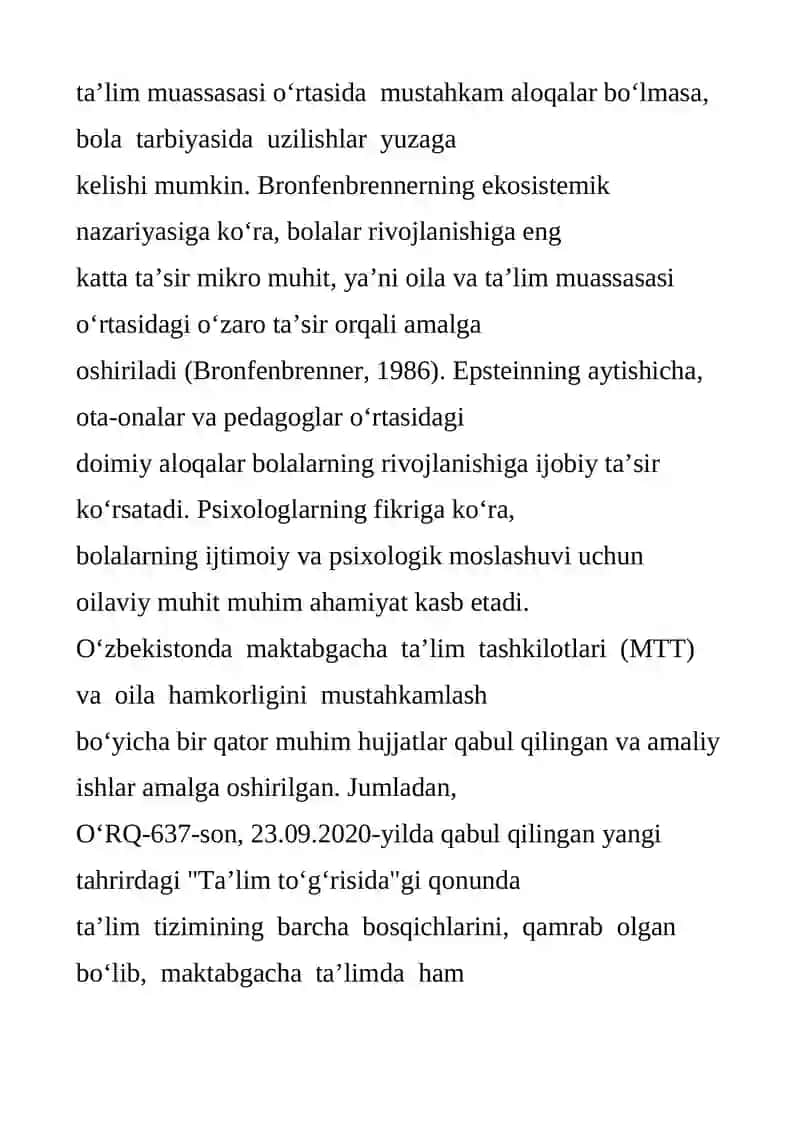 Maktabgacha ta’lim tashkiloti va oila hamkorligininig bugungi kundagi muhim jihatlari tahlili 3