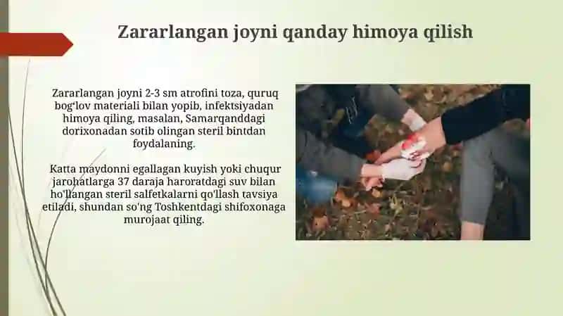 Yaralangan va kuyishda birinchi yordam kòrsatish 3