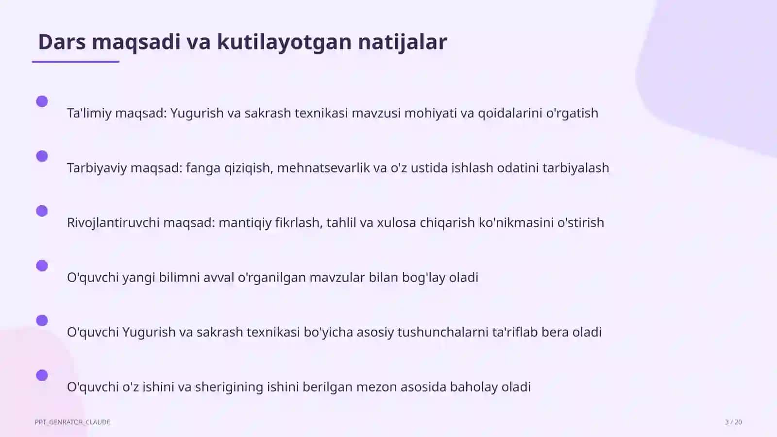 Yugurish va sakrash texnikasi (2-sinf) 3