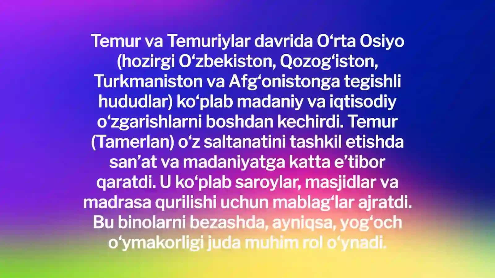 Temur va Temuriylar davri (XIV-XV asrlar) 3