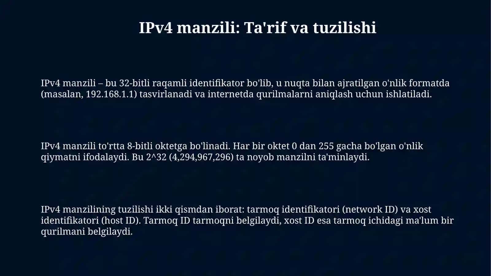 Ipv4 manzillash 3