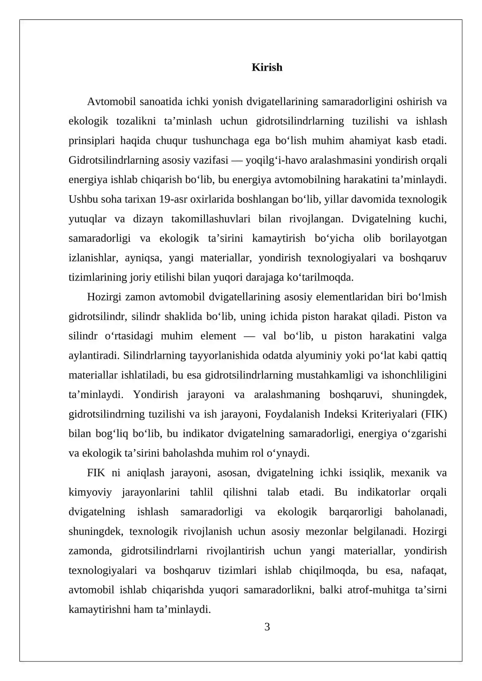 GIDROTSILINDR TUZILISHI O`RGANISH. (FIK)INI ANIQLASH 3
