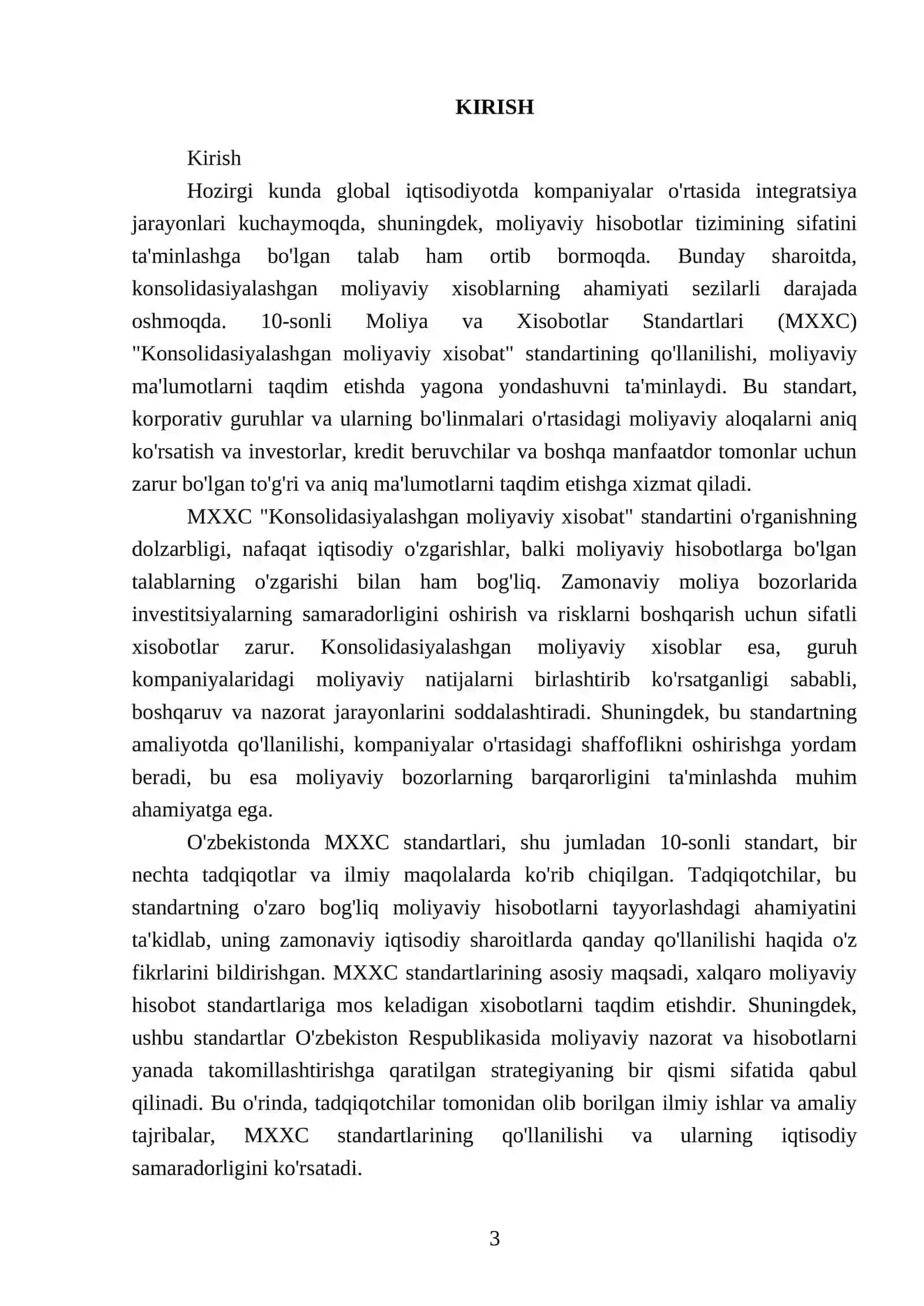 10-soni MXXC “Konsolidasiyalashgan moliyaviy xisobat” standartining mazmuni va qo’llanilishi 3