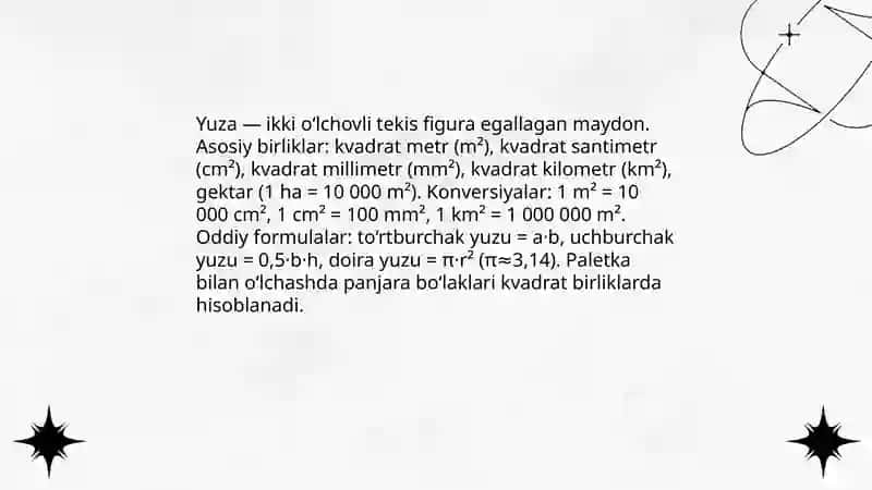 Yuzalarni hisoblash. Yuzalarni paletka yordamida o’lchash 3