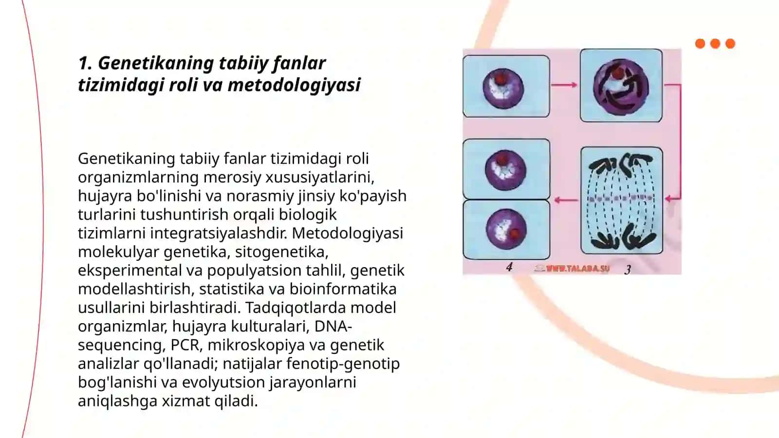 Genetikaning tabiiy fanlar tizimida o'rni 3