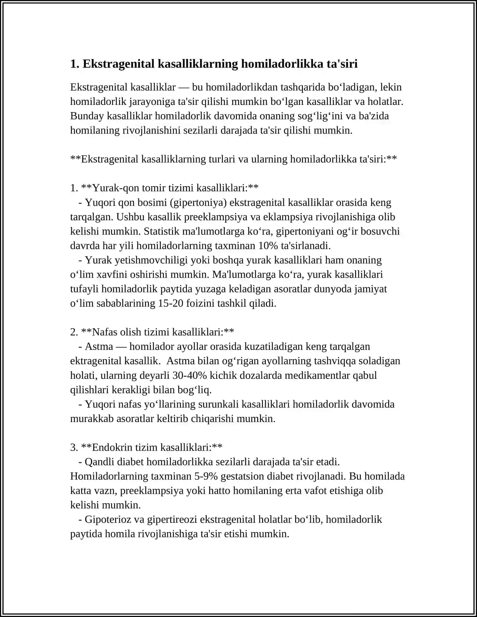 EKSTRAGENITAL KASALLIKLARDA HOMILADORLIK VA TUGʻRUQNING KECHISHI 3