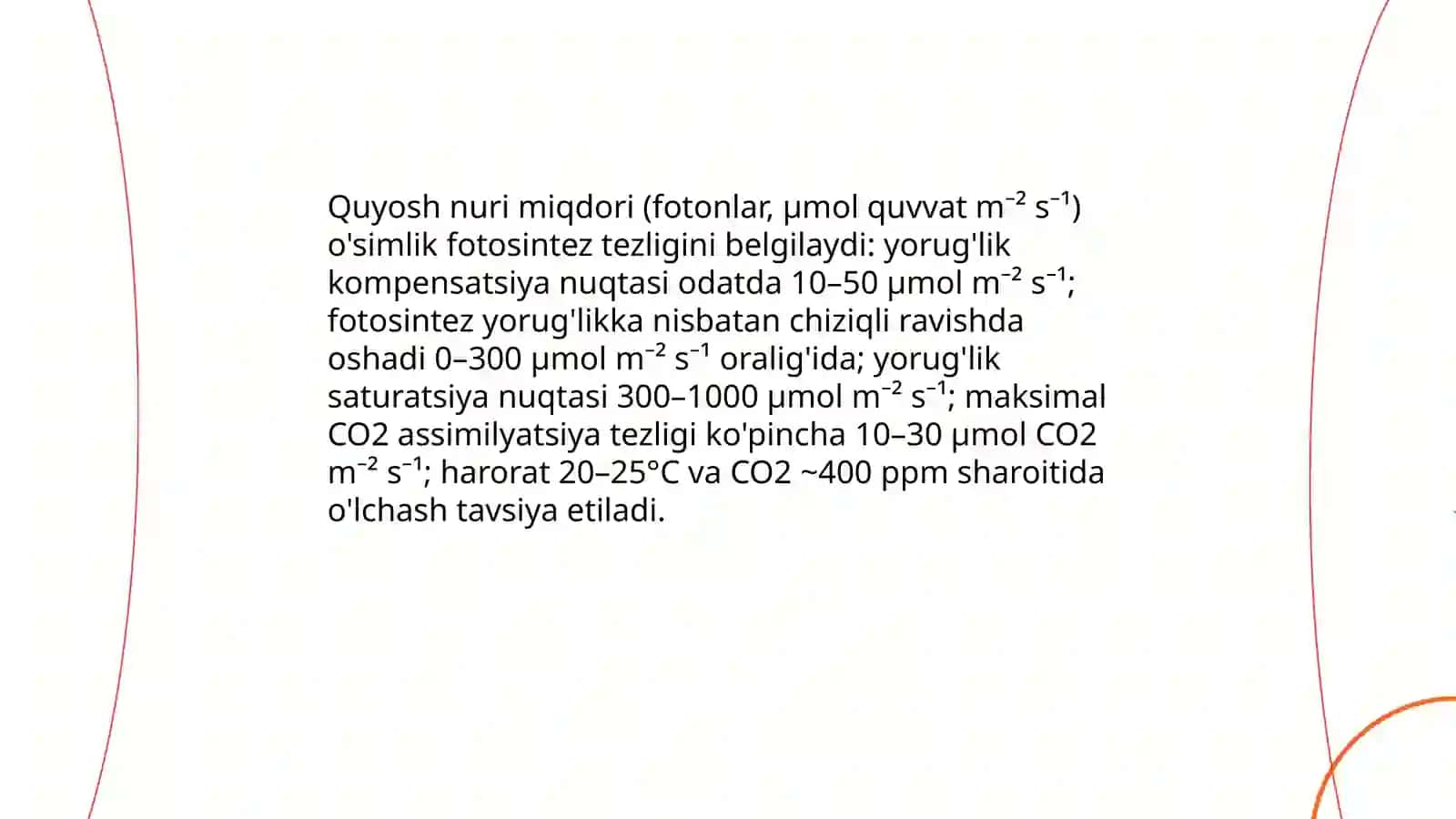 Quyosh nuri miqdori va o'simliklarning fotosintez tezligi 3