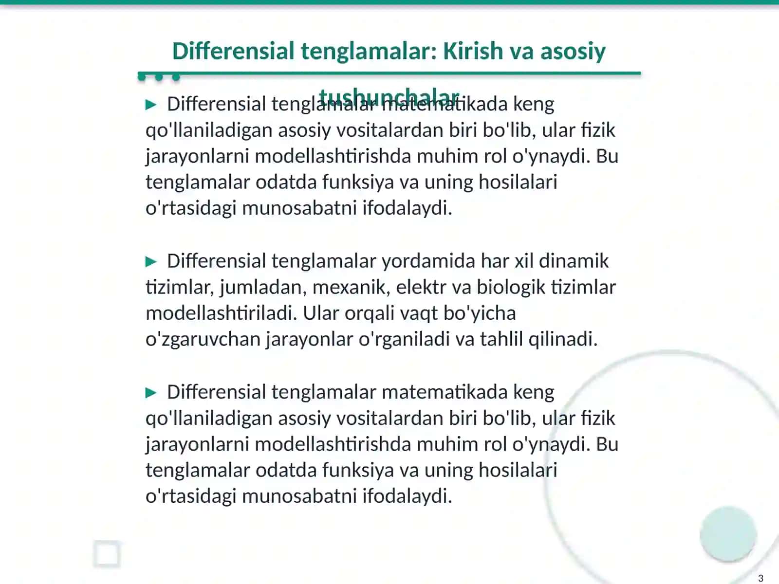 DIFFERENSIAL TENGLAMALARNING NORMAL SISTEMASI 3