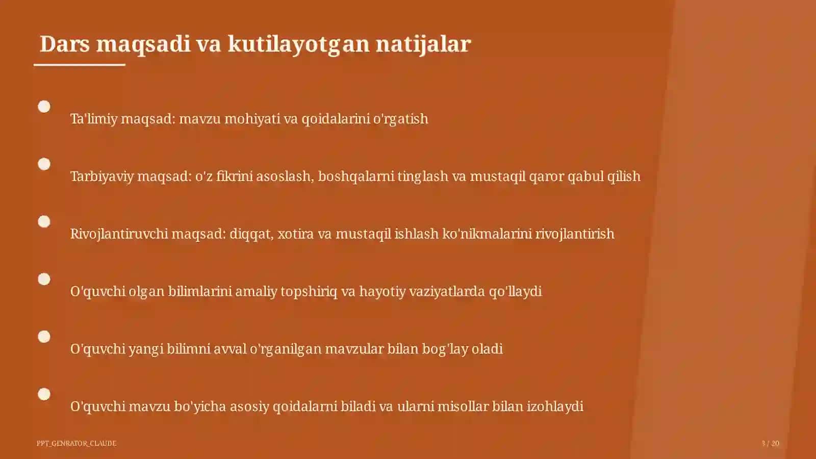 Sinf soati va tarbiyaviy tadbirlar (1–11) 3