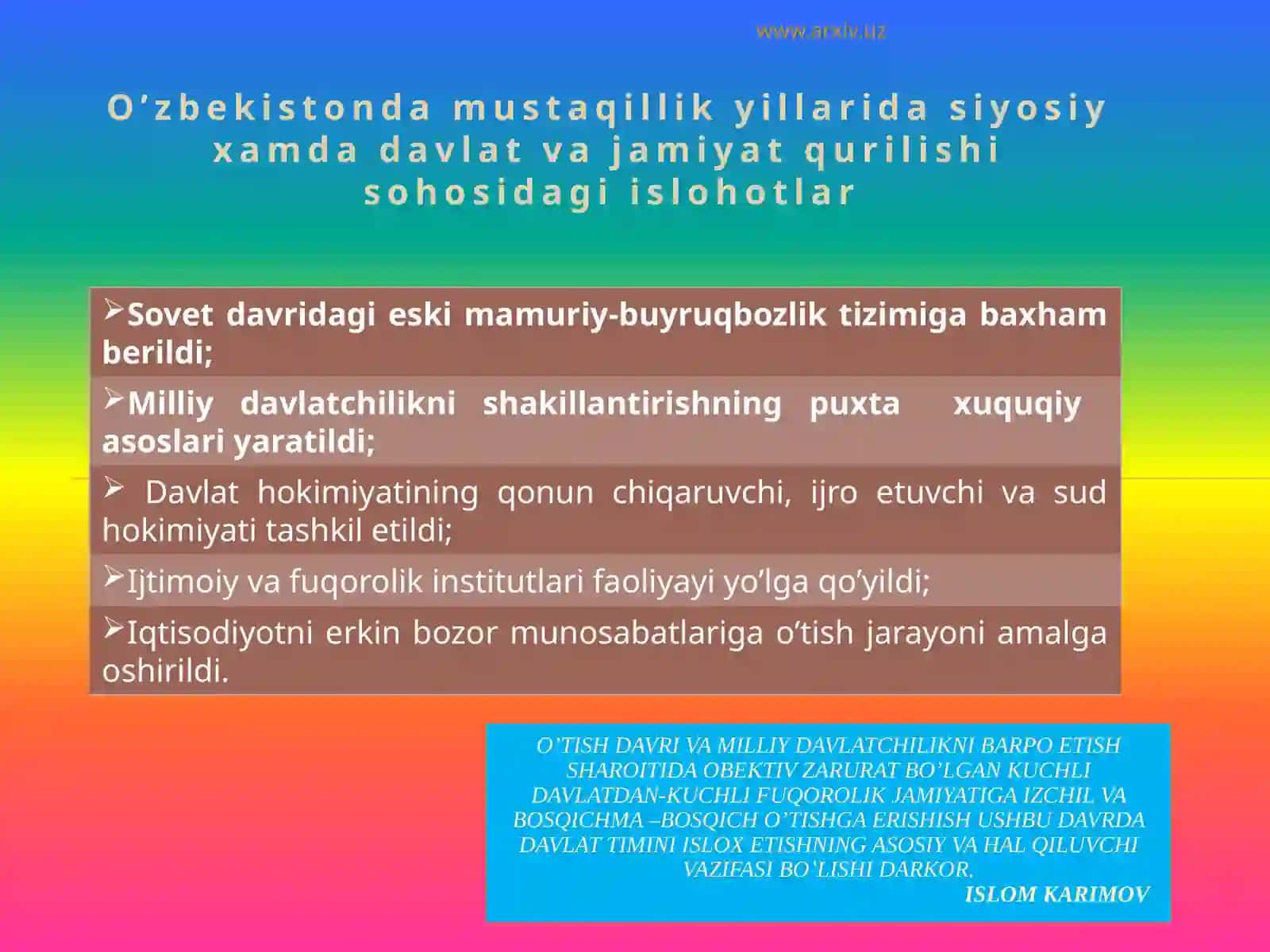 O’zbekistonning Rivojlanish Yo’li 3