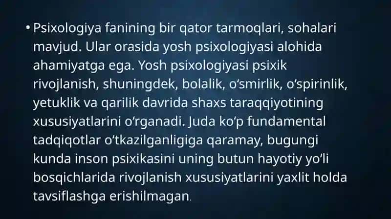 Rivojlanishning yoshga va individual xususiyatlariga oid tadqiqotlar tahlili. Psixologik diagnostika va ularning imkoniyatlari 3