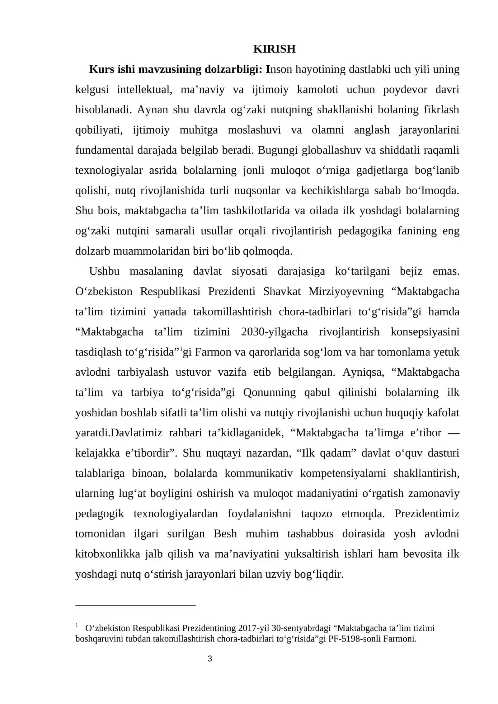 Ilk yoshdagi bolalarda og‘zaki nutqni rivojlantirish usullari KURS ISHI 3