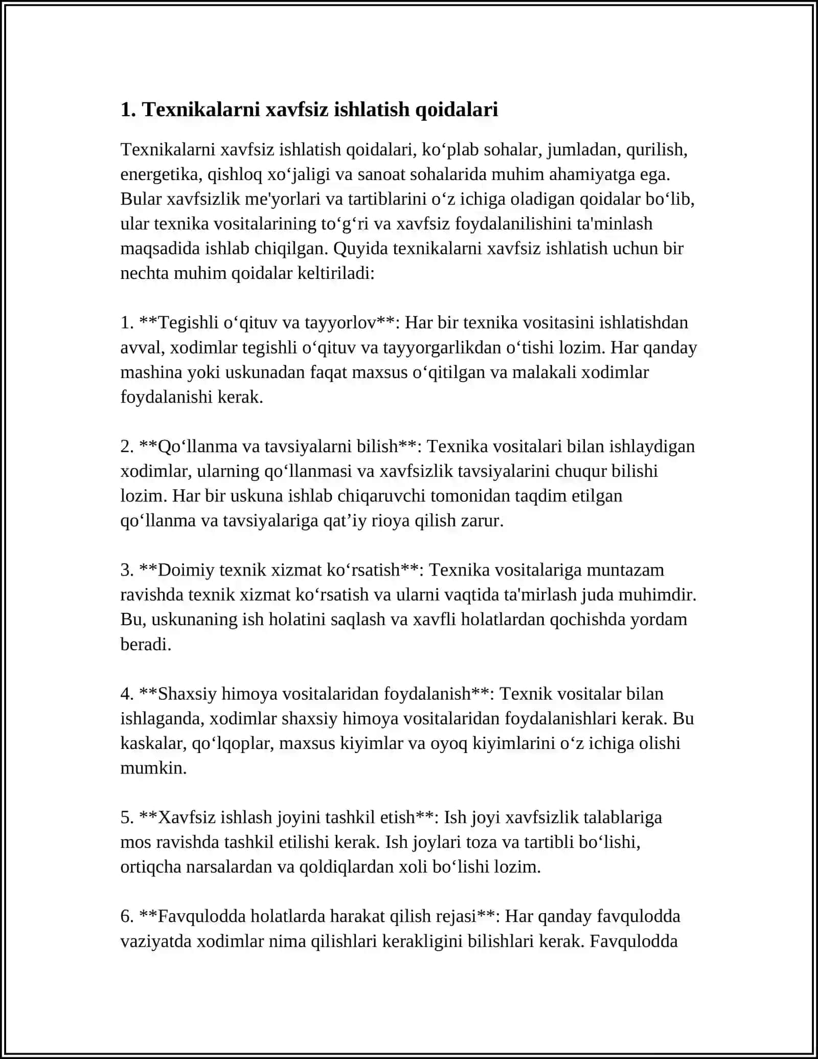 QISHLOQ XO'JALIGI TEXNIKALARINI ISHLATISH HAMDA TAMIRLASH JARAYONIDA XAVFSIZLIKNI TAMINLASH 3