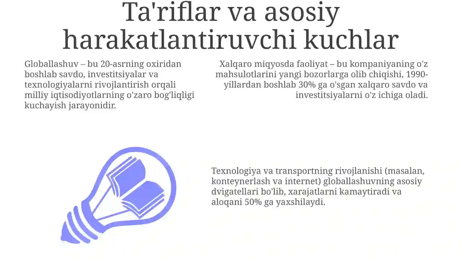 Globalizatsiya va Internatsionallashtirish: Asosiy Tushunchalar va Harakatlantiruvchi Kuchlar 3
