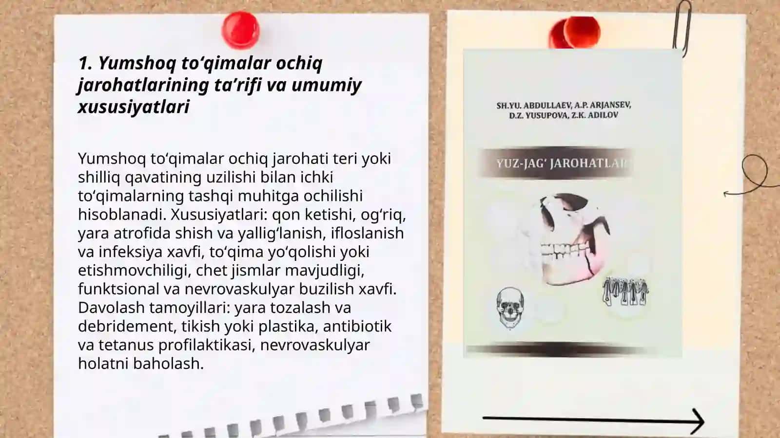 Yumshoq toʻqimalar ochiq shikasti.jarohatlar tasnifi.jarohatning bitishi 3