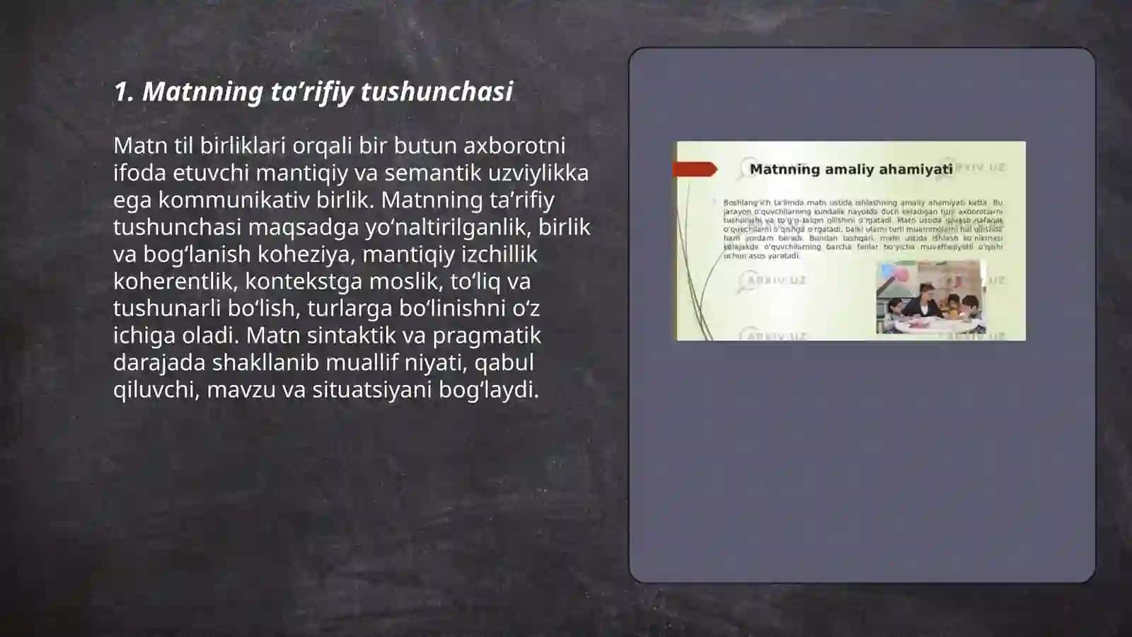 Matnning taʼrifiy tushunchasi 3