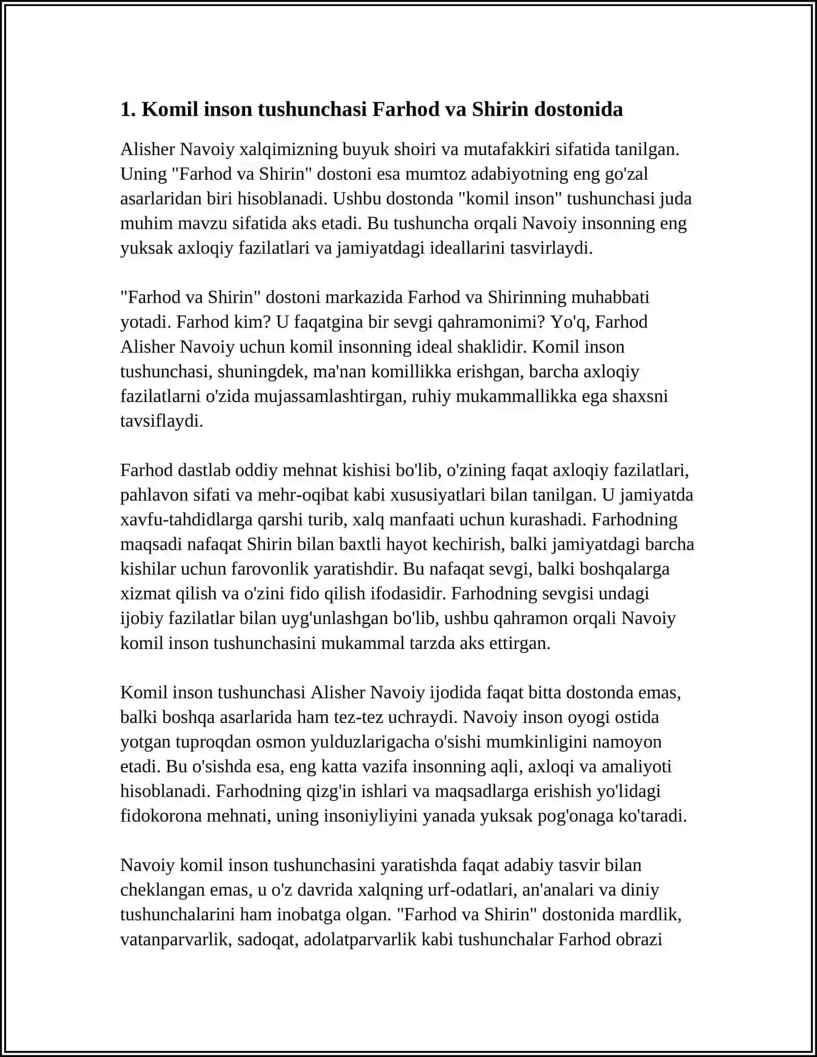 MUSTAQIL ISH Mavzu: FARHOD VA SHIRIN DOSTONIDA KOMIL INSON OBRAZI 3
