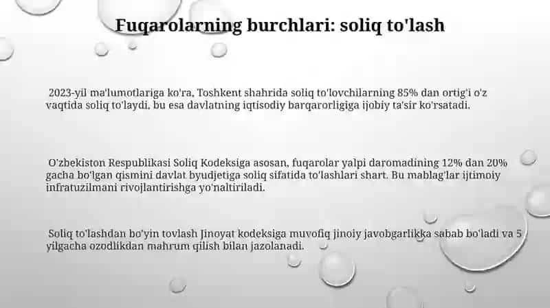 Fuqarolarning huquq va erkinliklarining konstitutsitada kafolatlanishi hamda fuqarolarning burchlari 3